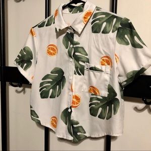 Tropical print short sleeve shirt Size S